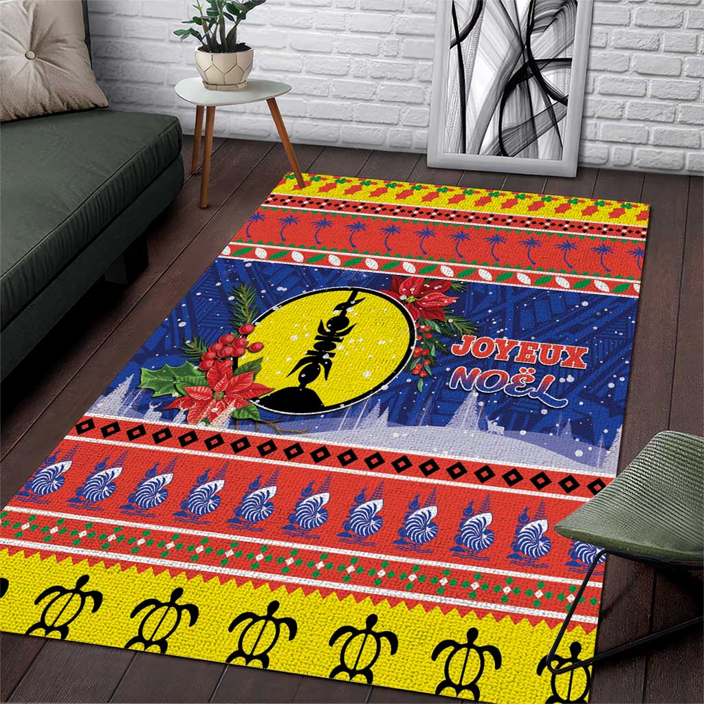 New Caledonia Christmas Area Rug Kanaky Poinsettia Joyeux Noel LT05 Red - Polynesian Pride