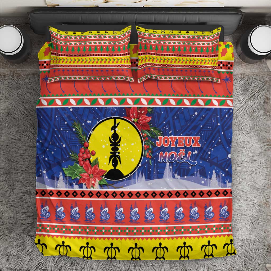 New Caledonia Christmas Bedding Set Kanaky Poinsettia Joyeux Noel LT05 Red - Polynesian Pride