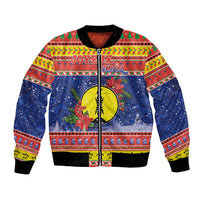 New Caledonia Christmas Bomber Jacket Kanaky Poinsettia Joyeux Noel LT05 Unisex Red - Polynesian Pride