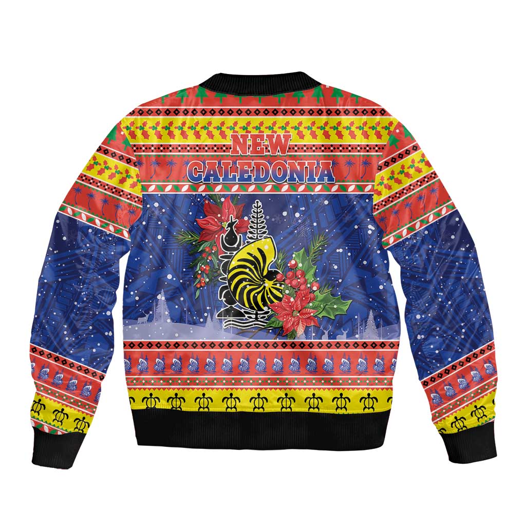 New Caledonia Christmas Bomber Jacket Kanaky Poinsettia Joyeux Noel LT05 - Polynesian Pride
