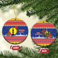 New Caledonia Christmas Ceramic Ornament Kanaky Poinsettia Joyeux Noel LT05 Circle Red - Polynesian Pride