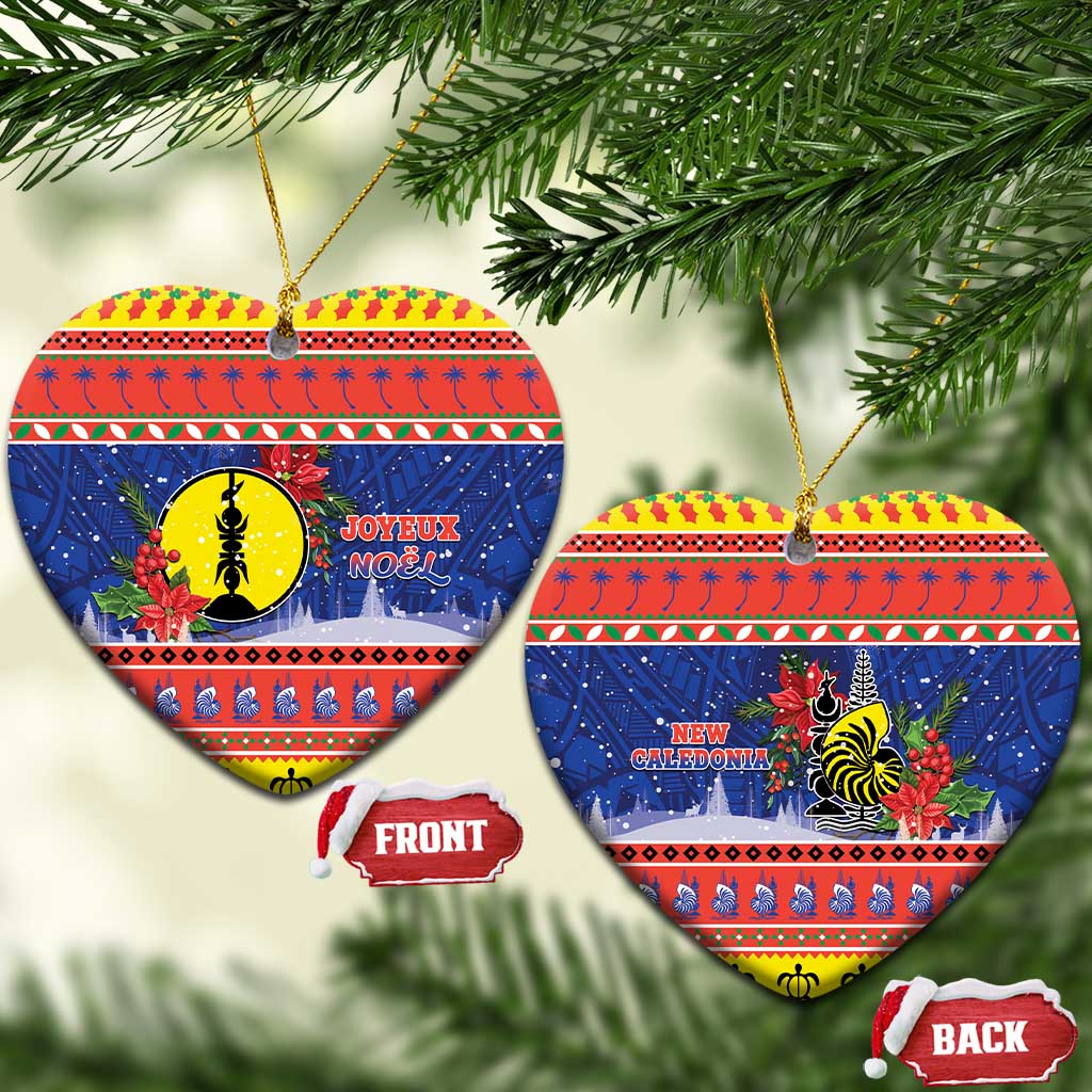 New Caledonia Christmas Ceramic Ornament Kanaky Poinsettia Joyeux Noel LT05 Heart Red - Polynesian Pride