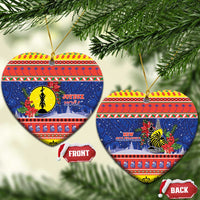 New Caledonia Christmas Ceramic Ornament Kanaky Poinsettia Joyeux Noel LT05 Heart Red - Polynesian Pride