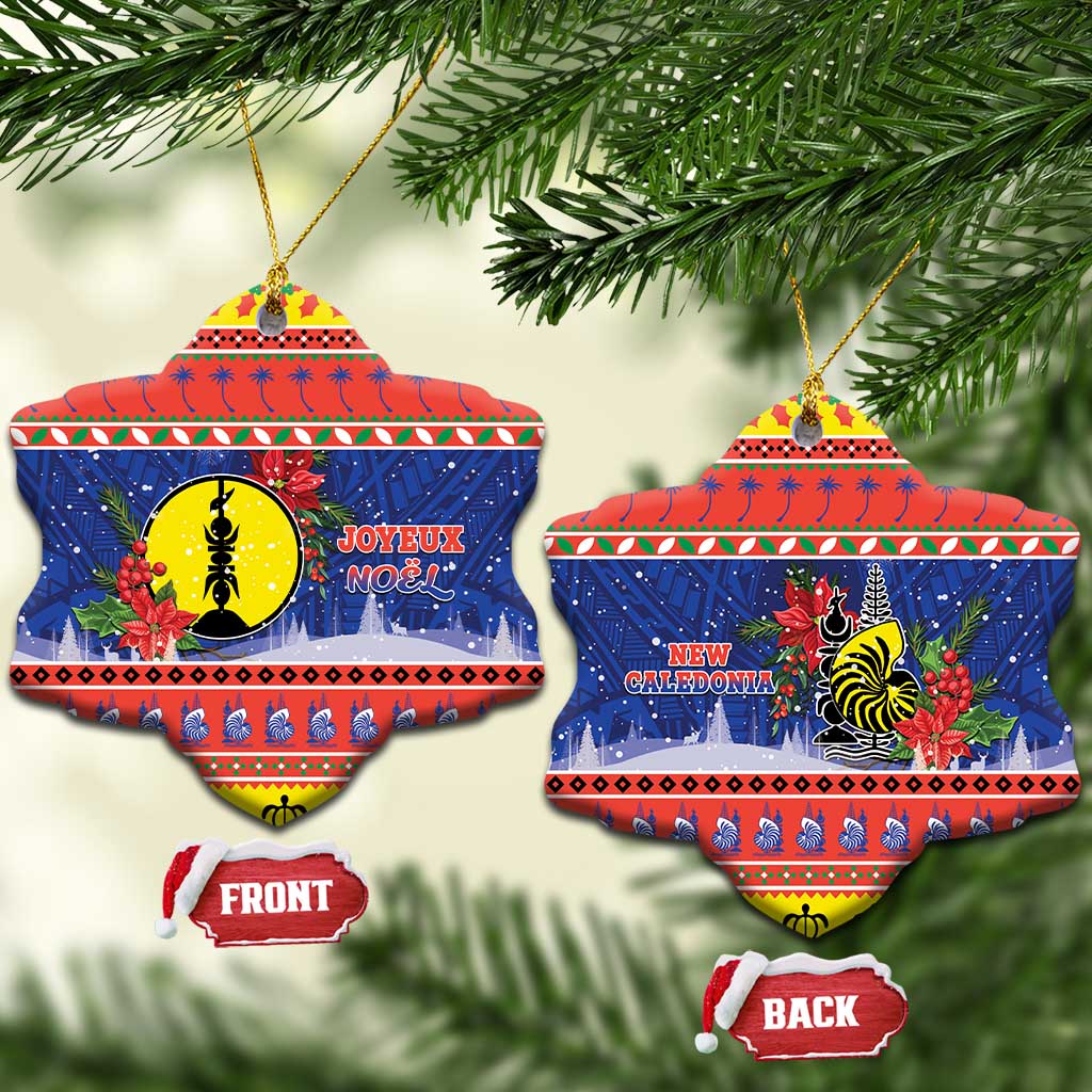 New Caledonia Christmas Ceramic Ornament Kanaky Poinsettia Joyeux Noel LT05 Snow Flake Red - Polynesian Pride