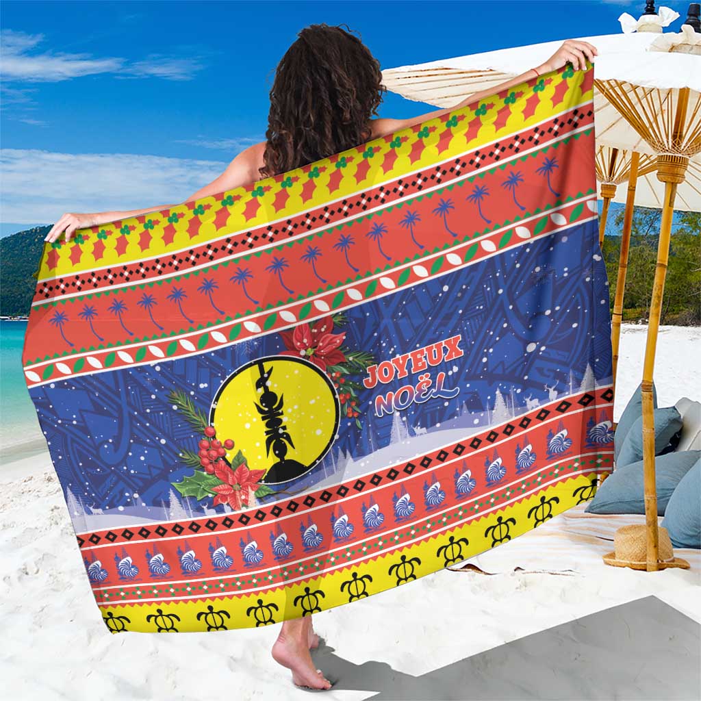 New Caledonia Christmas Sarong Kanaky Poinsettia Joyeux Noel LT05 One Size 44 x 66 inches Red - Polynesian Pride