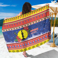 New Caledonia Christmas Sarong Kanaky Poinsettia Joyeux Noel LT05 One Size 44 x 66 inches Red - Polynesian Pride