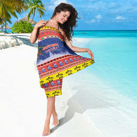 New Caledonia Christmas Sarong Kanaky Poinsettia Joyeux Noel LT05 - Polynesian Pride