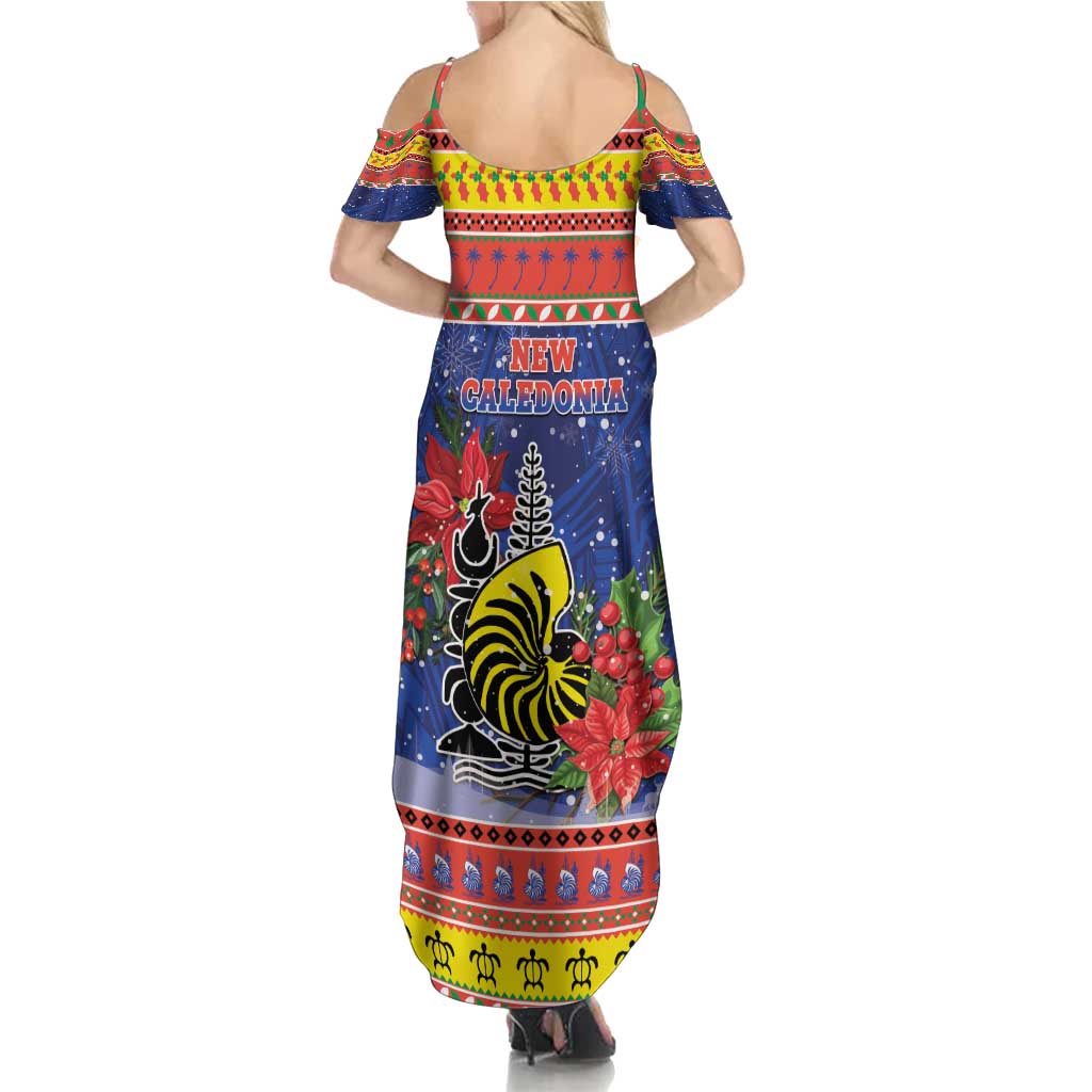New Caledonia Christmas Summer Maxi Dress Kanaky Poinsettia Joyeux Noel LT05 - Polynesian Pride