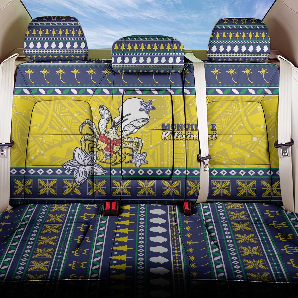 Niue The Rock Christmas Back Car Seat Cover Niuean Crab Monuina E Kilisimasi LT05 One Size Blue - Polynesian Pride