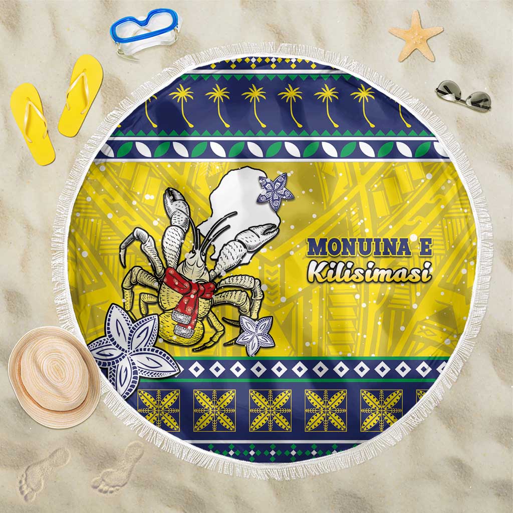 Niue The Rock Christmas Beach Blanket Niuean Crab Monuina E Kilisimasi LT05 One Size 150cm Blue - Polynesian Pride