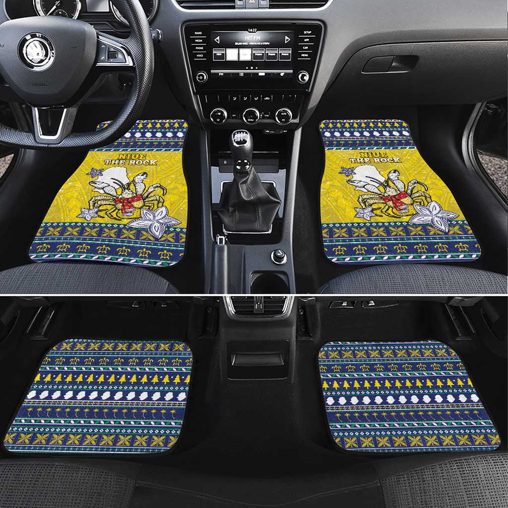 Niue The Rock Christmas Car Mats Niuean Crab Monuina E Kilisimasi LT05 Set 4pcs Blue - Polynesian Pride