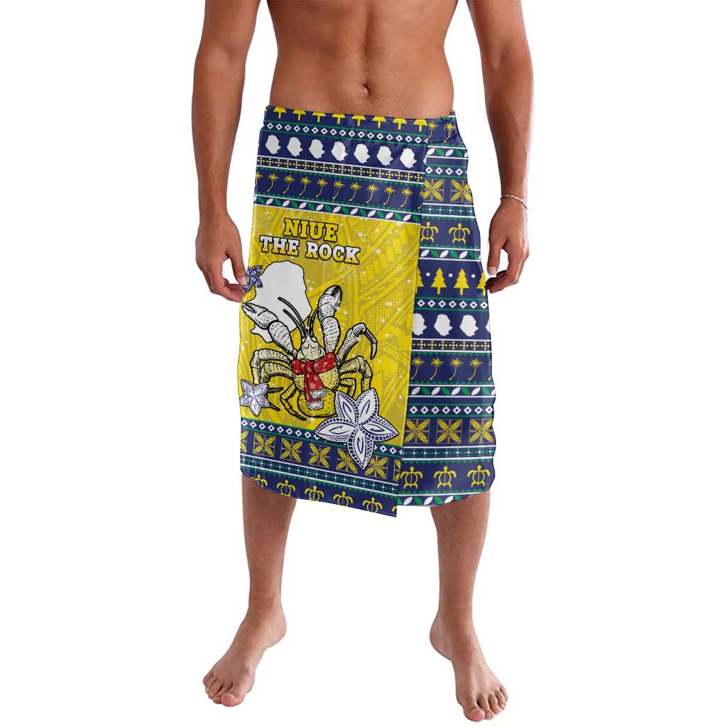 Niue The Rock Christmas Lavalava Niuean Crab Monuina E Kilisimasi LT05 Blue - Polynesian Pride
