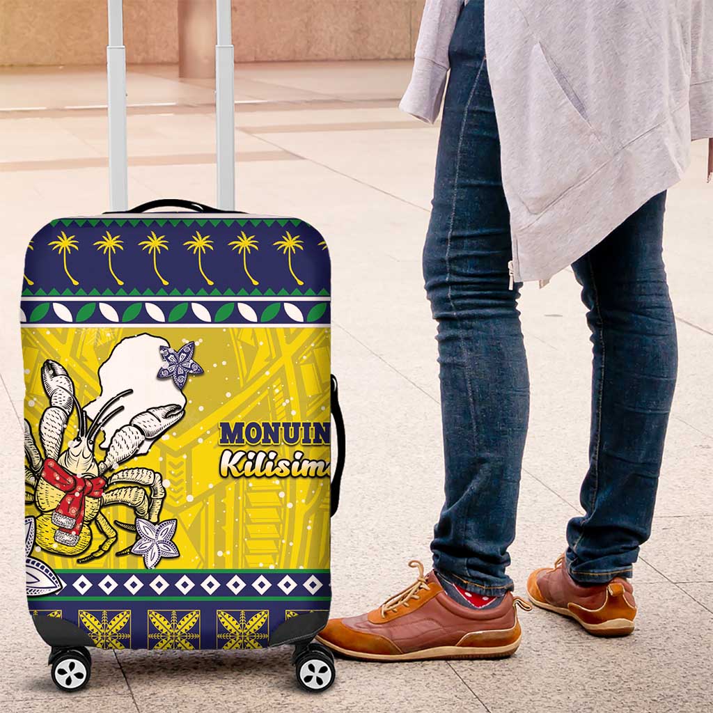 Niue The Rock Christmas Luggage Cover Niuean Crab Monuina E Kilisimasi LT05 Blue - Polynesian Pride