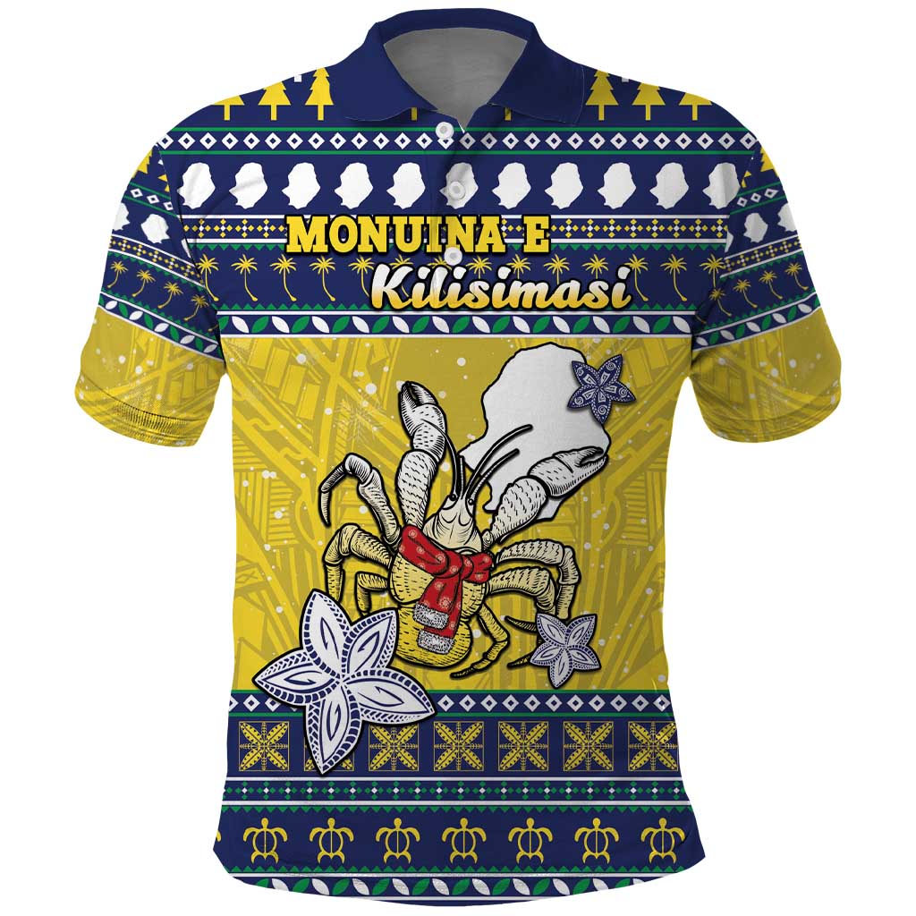 Niue The Rock Christmas Polo Shirt Niuean Crab Monuina E Kilisimasi LT05 Blue - Polynesian Pride