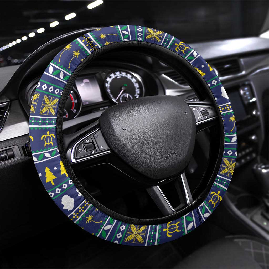 Niue The Rock Christmas Steering Wheel Cover Niuean Crab Monuina E Kilisimasi LT05 Universal Fit Blue - Polynesian Pride