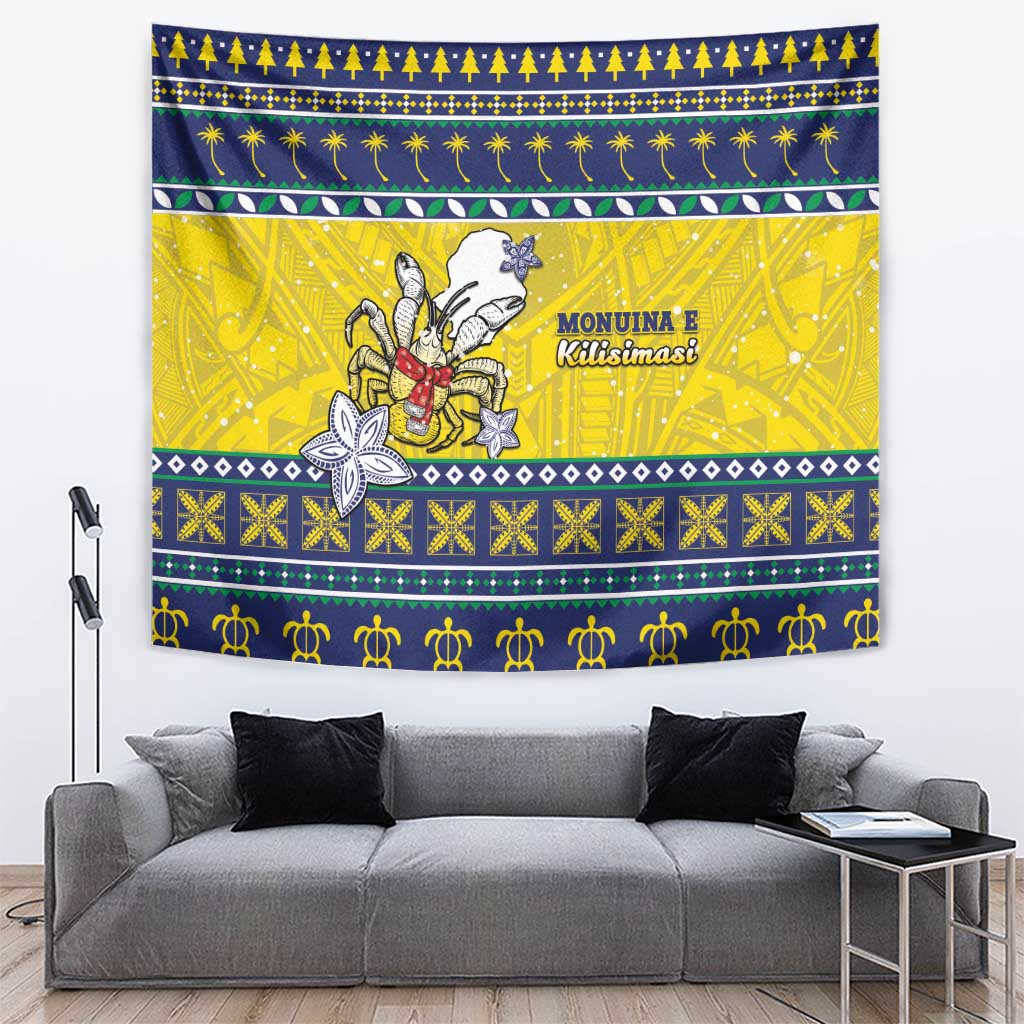 Niue The Rock Christmas Tapestry Niuean Crab Monuina E Kilisimasi LT05 Blue - Polynesian Pride