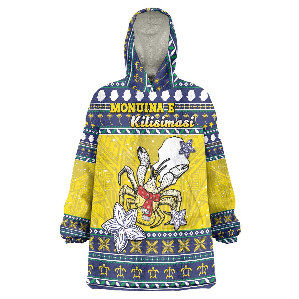 Niue The Rock Christmas Wearable Blanket Hoodie Niuean Crab Monuina E Kilisimasi LT05 One Size Blue - Polynesian Pride