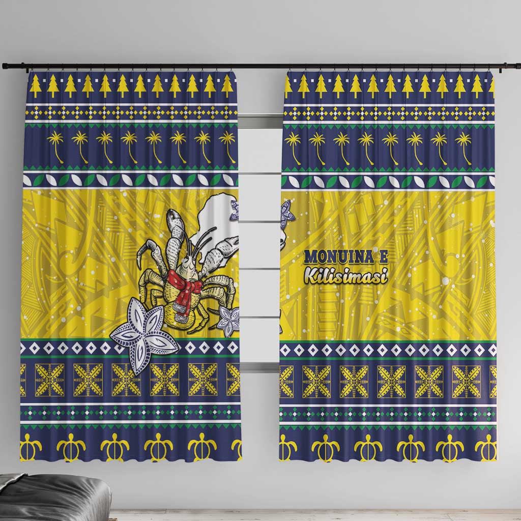 Niue The Rock Christmas Window Curtain Niuean Crab Monuina E Kilisimasi LT05 With Hooks Blue - Polynesian Pride