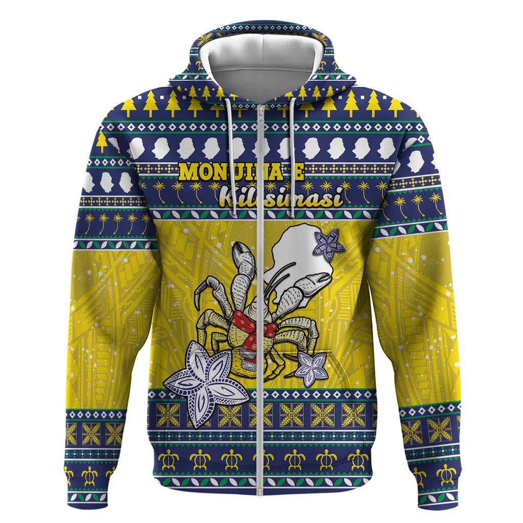 Niue The Rock Christmas Zip Hoodie Niuean Crab Monuina E Kilisimasi LT05 Zip Hoodie Blue - Polynesian Pride