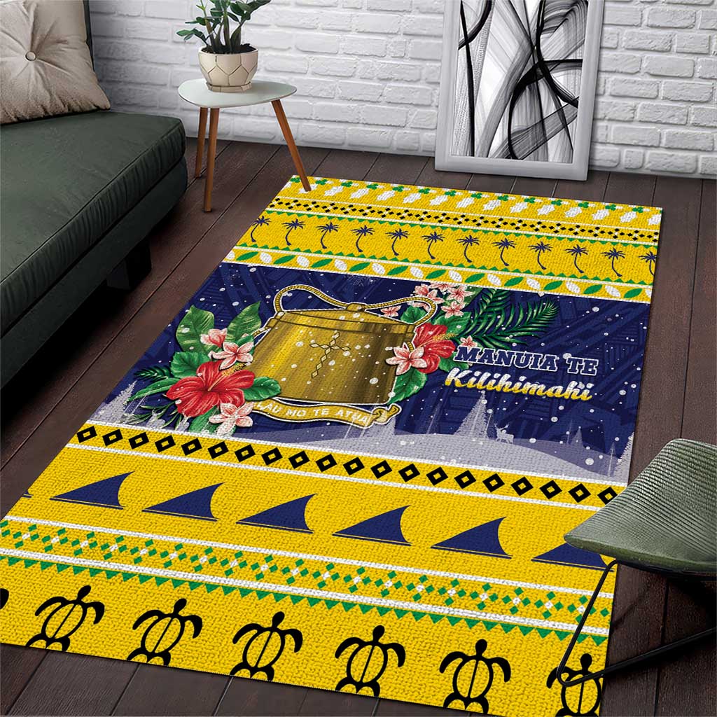 Tokelau Christmas Area Rug Tokelauan Badge Manuia Te Kilihimahi LT05 Yellow - Polynesian Pride