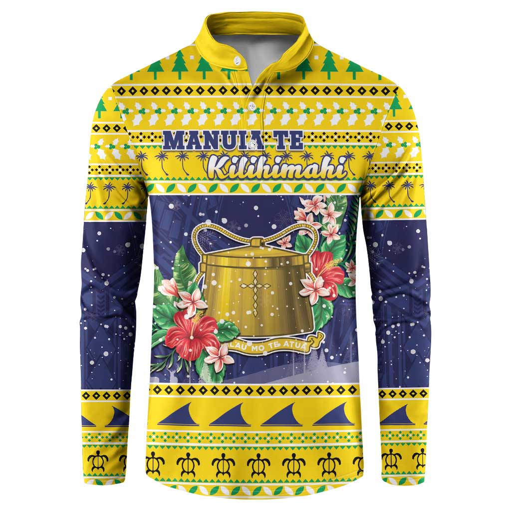 Tokelau Christmas Button Sweatshirt Tokelauan Badge Manuia Te Kilihimahi