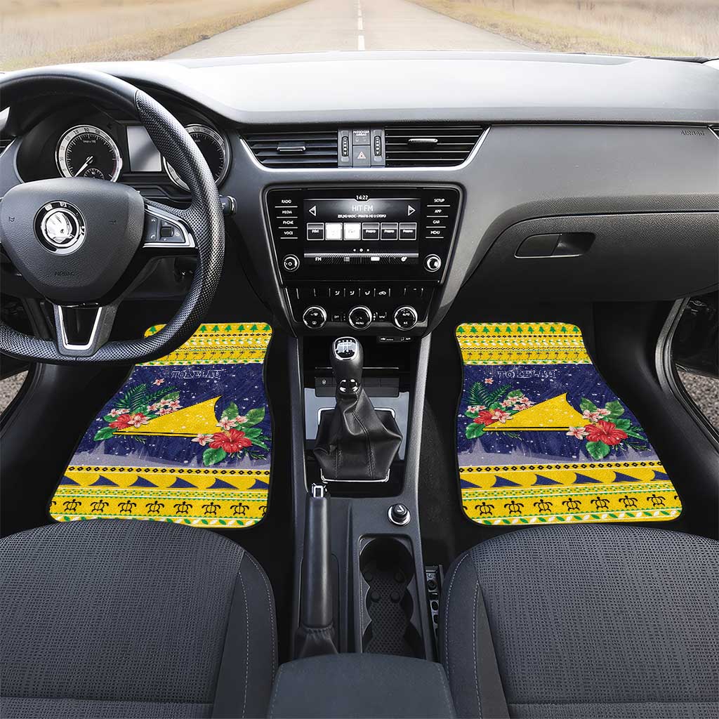 Tokelau Christmas Car Mats Tokelauan Badge Manuia Te Kilihimahi LT05 Set 2pcs - Front Yellow - Polynesian Pride