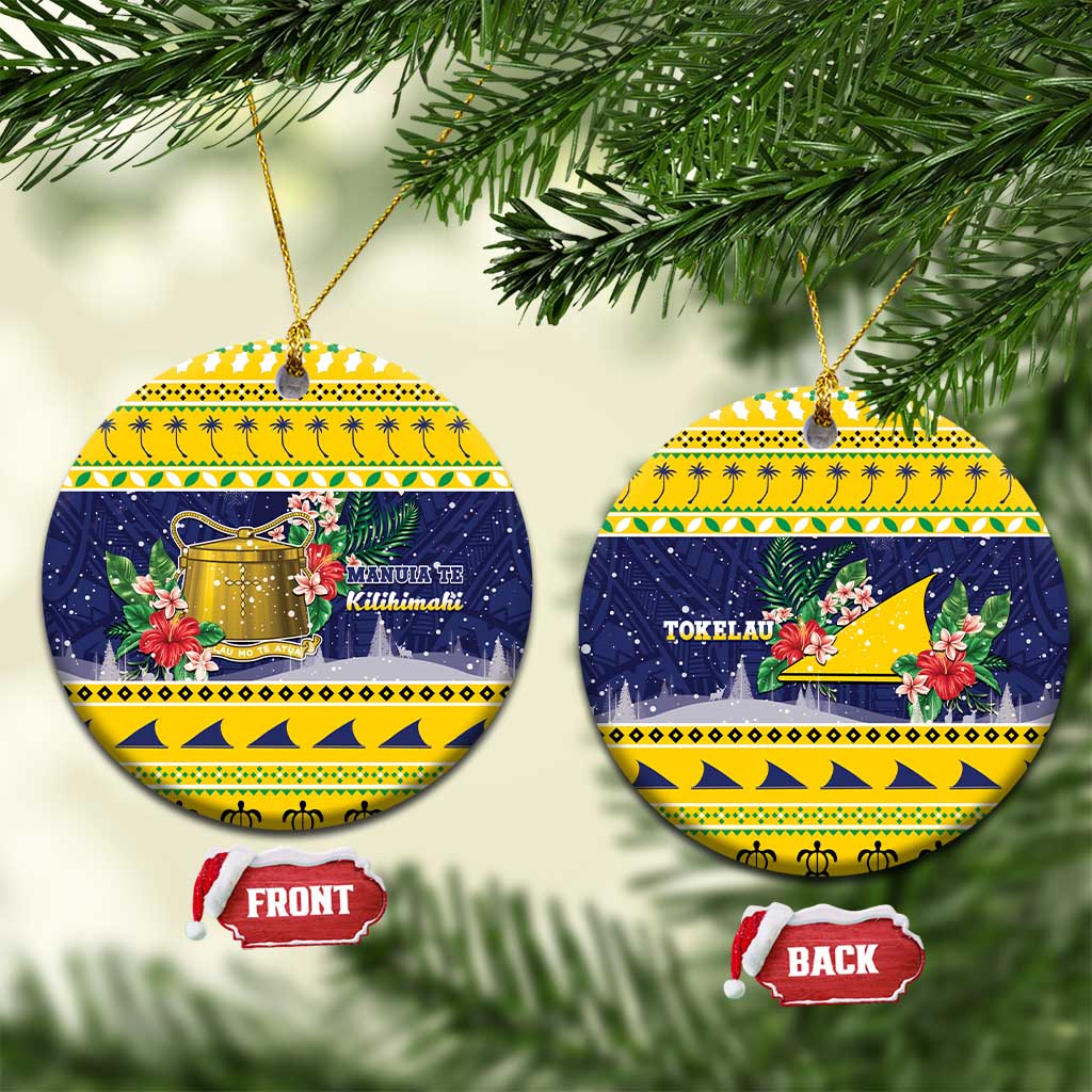 Tokelau Christmas Ceramic Ornament Tokelauan Badge Manuia Te Kilihimahi LT05 Circle Yellow - Polynesian Pride