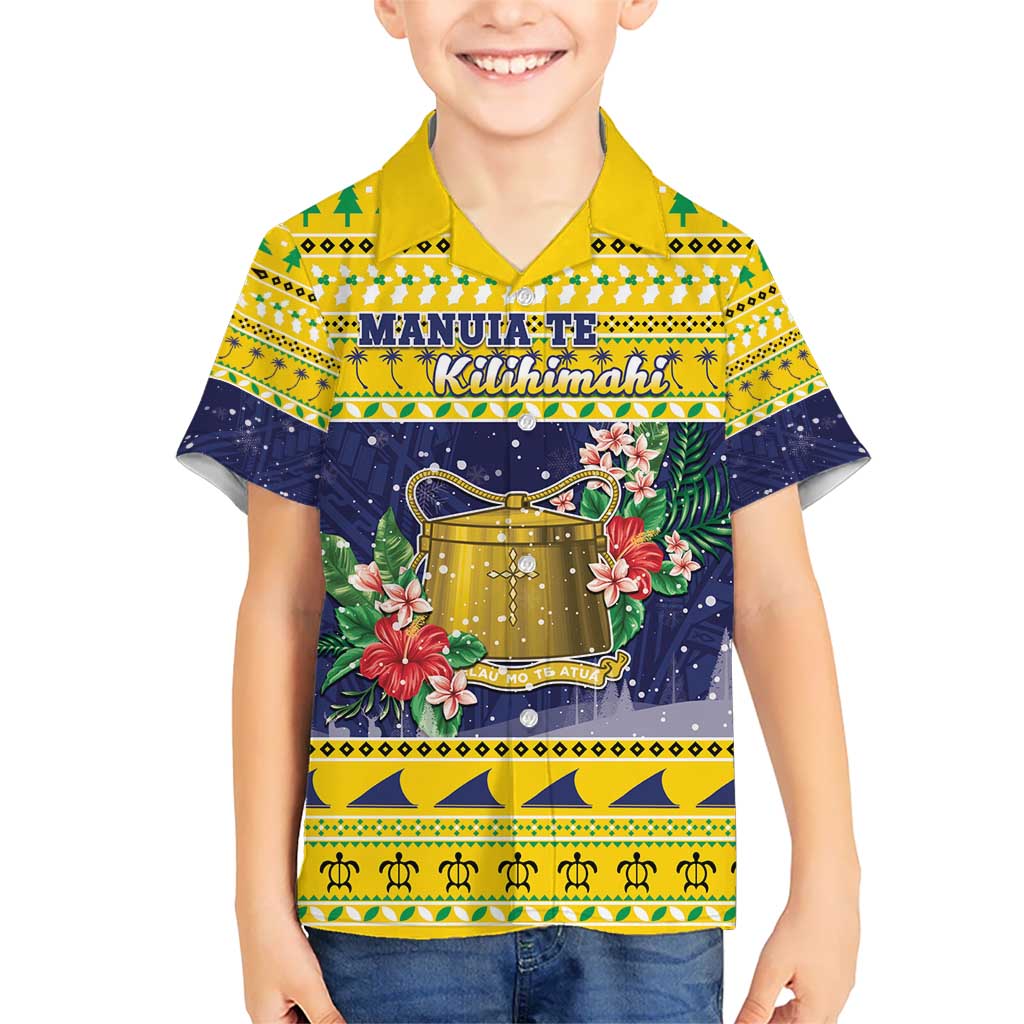 Tokelau Christmas Kid Hawaiian Shirt Tokelauan Badge Manuia Te Kilihimahi