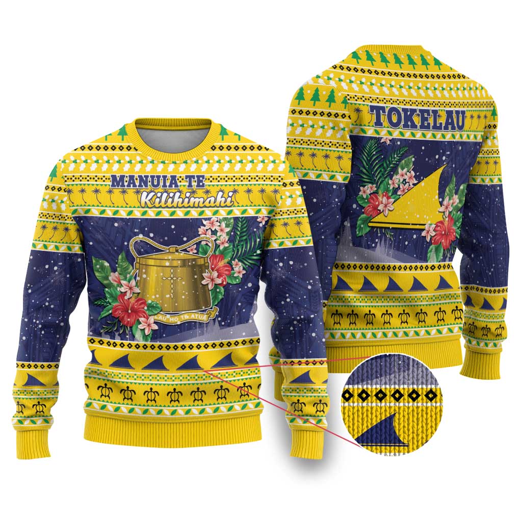 Tokelau Christmas Ugly Christmas Sweater Tokelauan Badge Manuia Te Kilihimahi LT05 Yellow - Polynesian Pride
