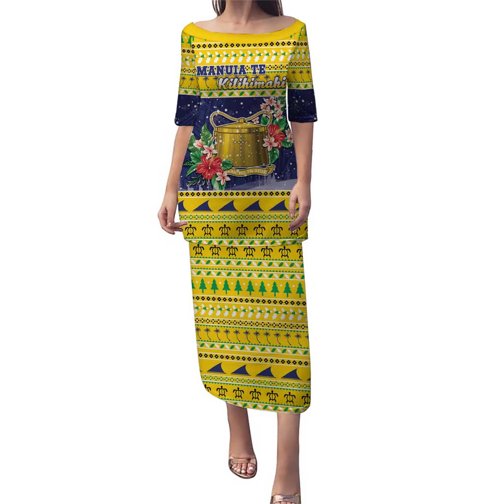 Tokelau Christmas Puletasi Tokelauan Badge Manuia Te Kilihimahi LT05 Long Dress Yellow - Polynesian Pride