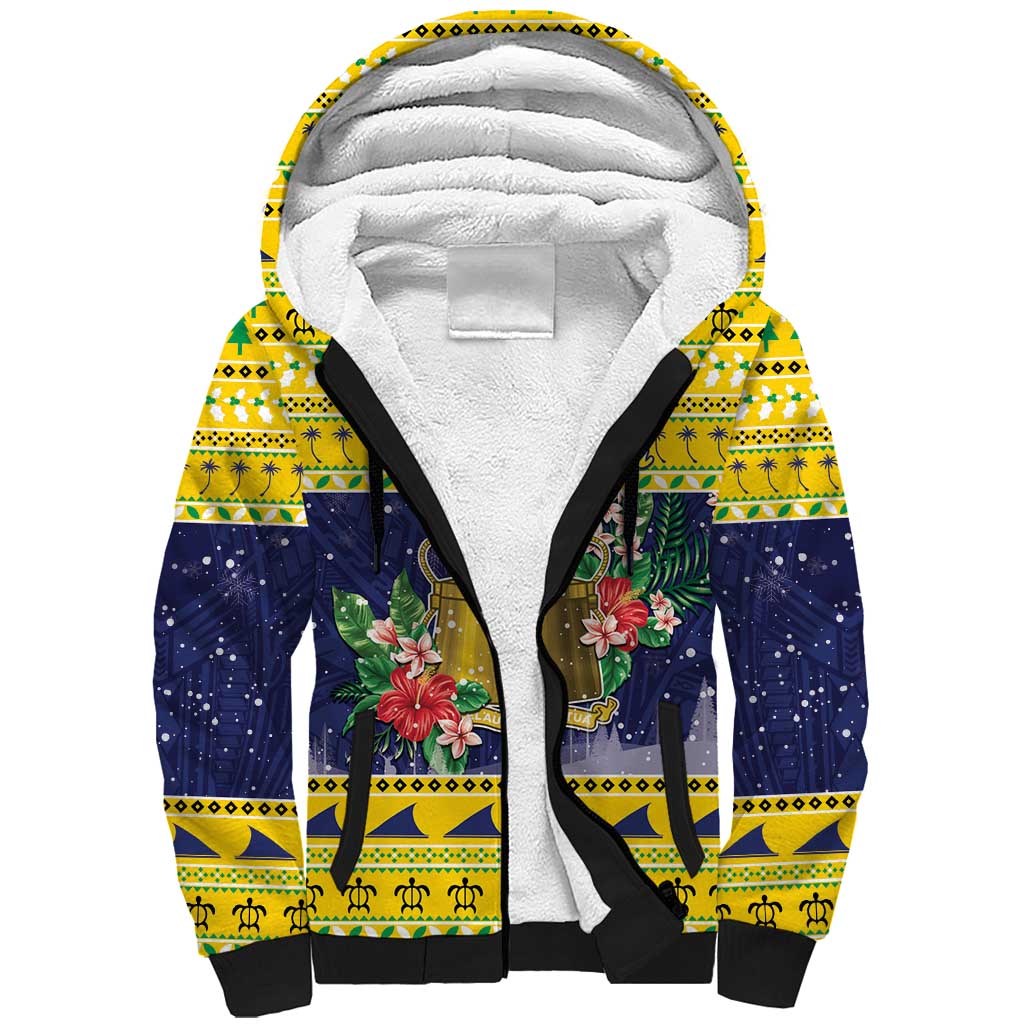 Tokelau Christmas Sherpa Hoodie Tokelauan Badge Manuia Te Kilihimahi