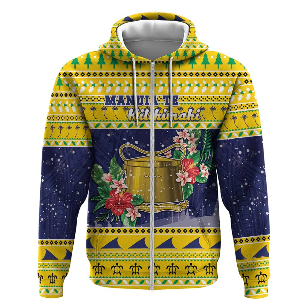 Tokelau Christmas Zip Hoodie Tokelauan Badge Manuia Te Kilihimahi