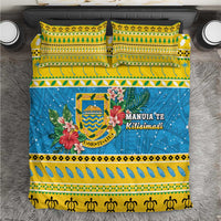 Tuvalu Christmas Bedding Set Coat Of Arms Manuia Te Kilisimasi LT05 Yellow - Polynesian Pride