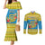 Tuvalu Christmas Couples Matching Mermaid Dress and Long Sleeve Button Shirt Coat Of Arms Manuia Te Kilisimasi