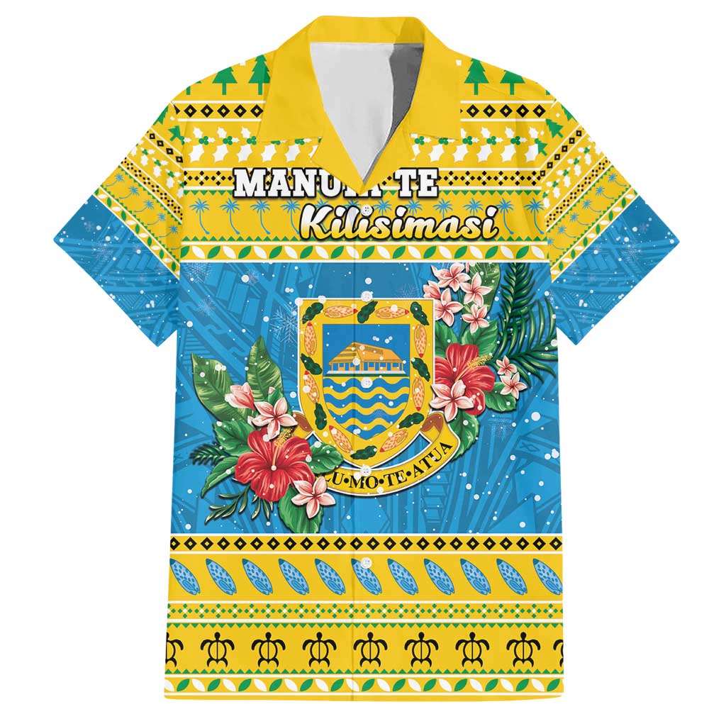 Tuvalu Christmas Hawaiian Shirt Coat Of Arms Manuia Te Kilisimasi