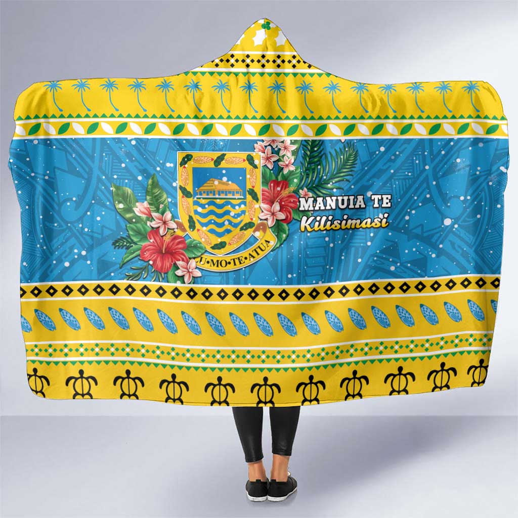 Tuvalu Christmas Hooded Blanket Coat Of Arms Manuia Te Kilisimasi LT05 One Size Yellow - Polynesian Pride