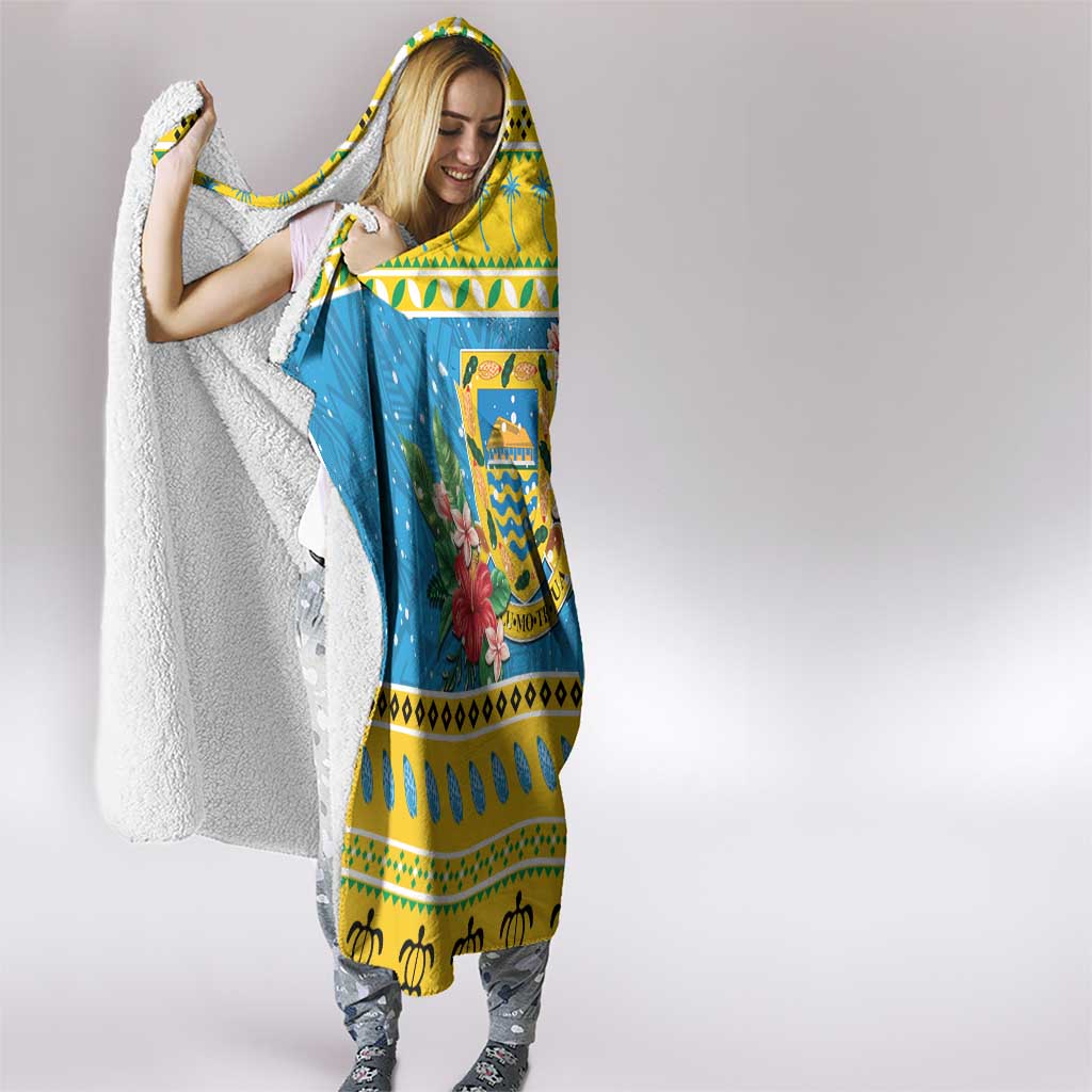 Tuvalu Christmas Hooded Blanket Coat Of Arms Manuia Te Kilisimasi LT05 - Polynesian Pride