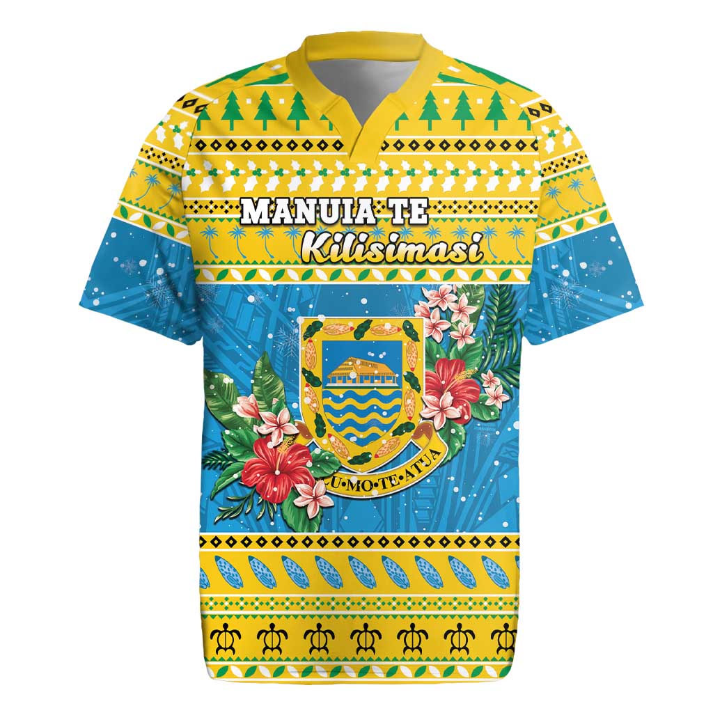 Tuvalu Christmas Rugby Jersey Coat Of Arms Manuia Te Kilisimasi LT05 Yellow - Polynesian Pride
