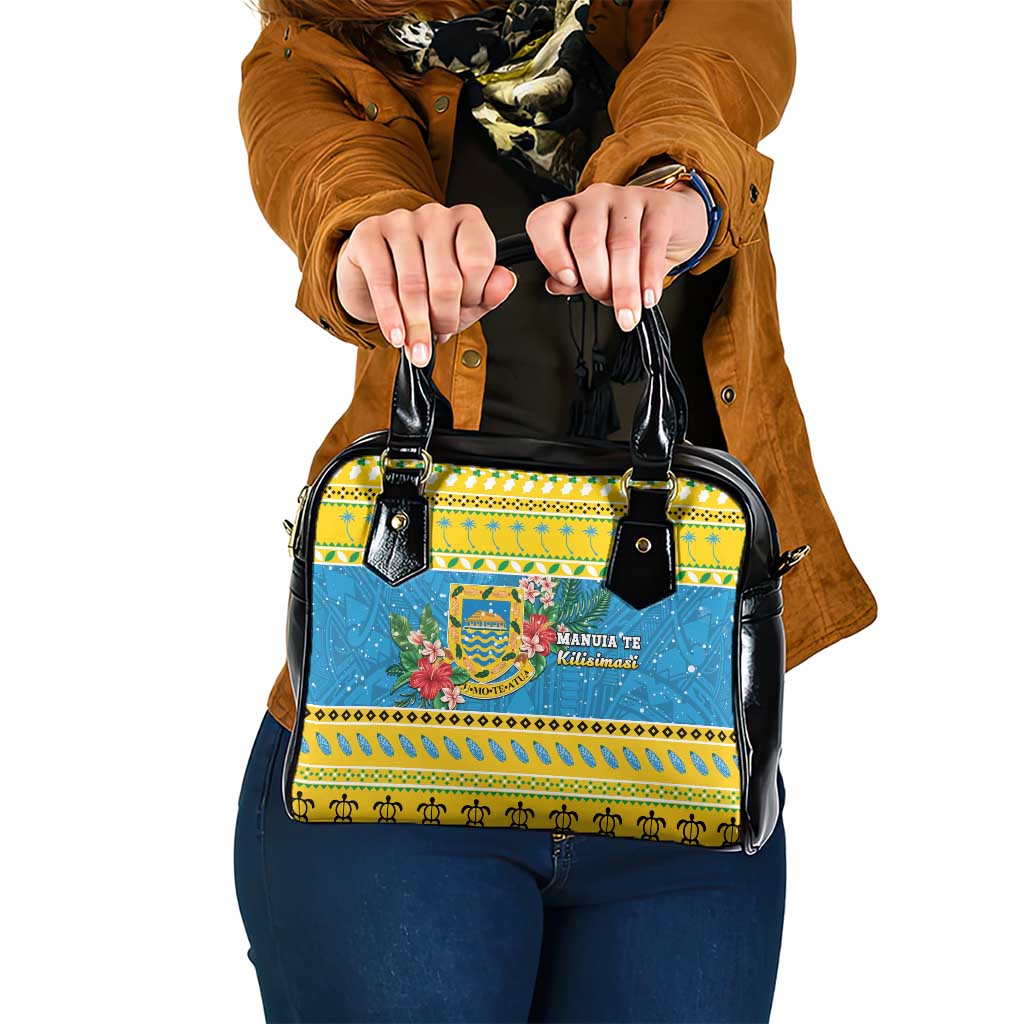 Tuvalu Christmas Shoulder Handbag Coat Of Arms Manuia Te Kilisimasi LT05 One Size Yellow - Polynesian Pride