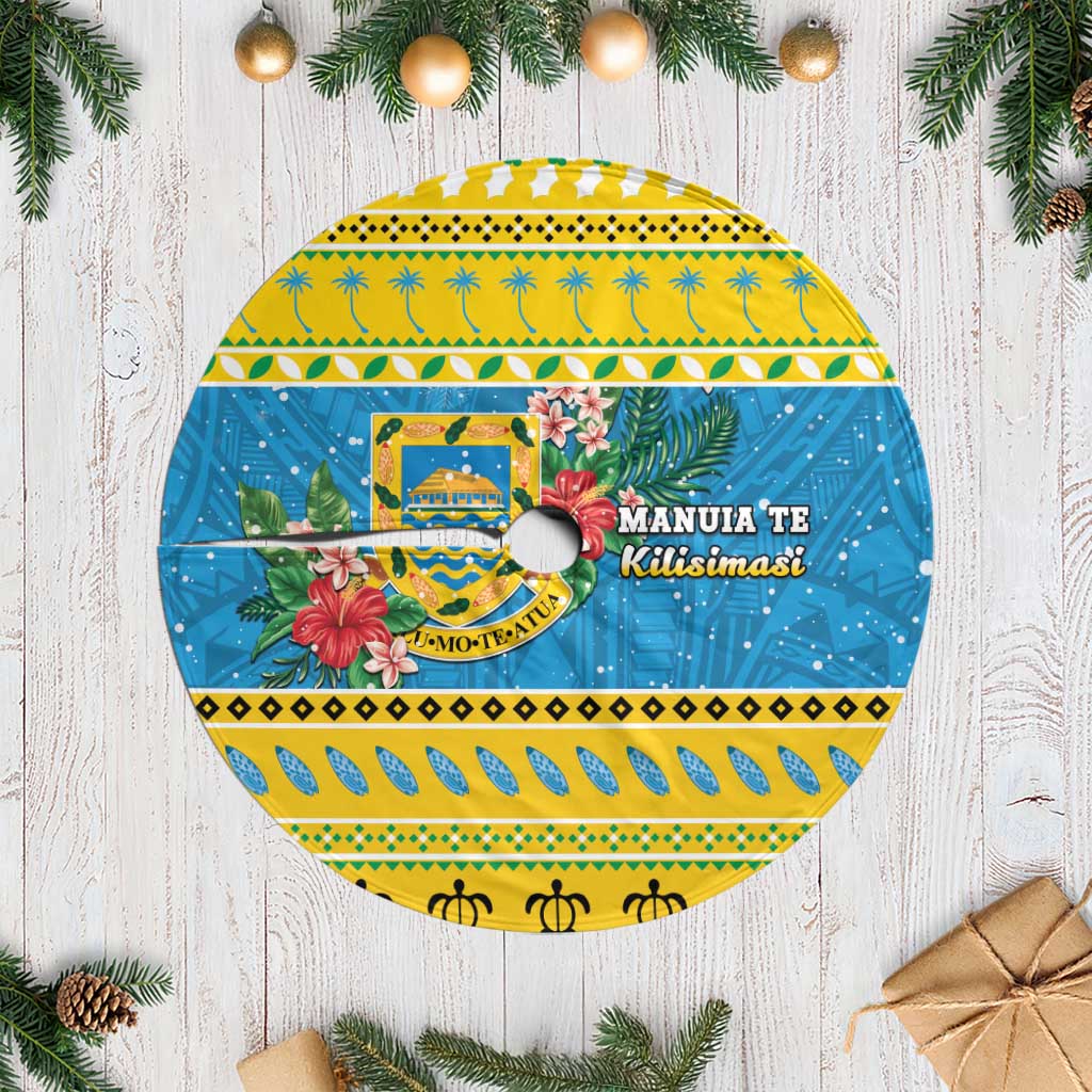 Tuvalu Christmas Tree Skirt Coat Of Arms Manuia Te Kilisimasi LT05 Casual Yellow - Polynesian Pride
