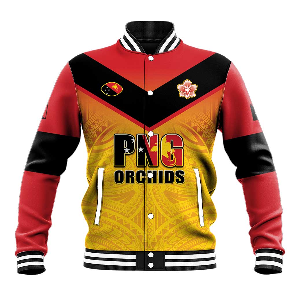 Papua New Guinea Rugby Custom Baseball Jacket Go Orchids Pacific Champions LT05 Unisex Yellow - Polynesian Pride
