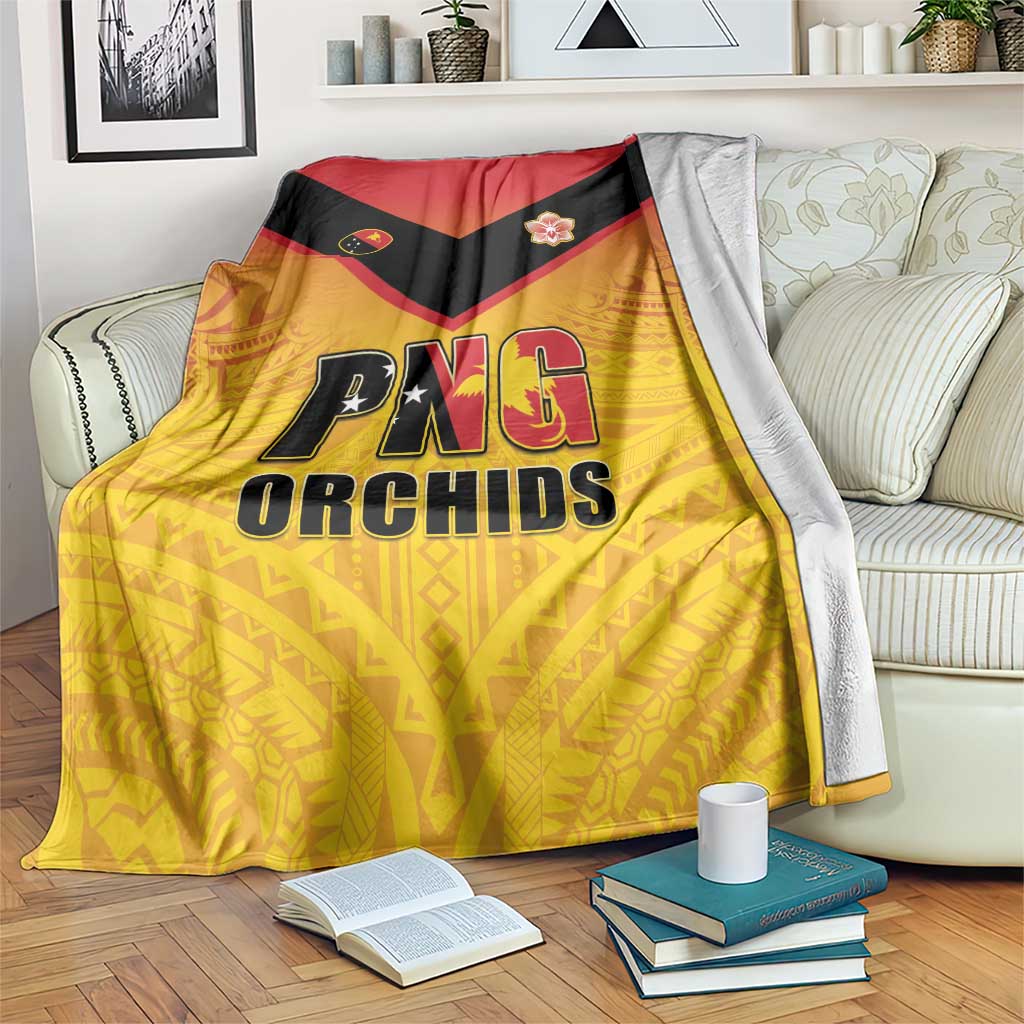 Papua New Guinea Rugby Blanket Go Orchids Pacific Champions LT05 Yellow - Polynesian Pride