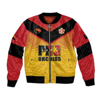 Papua New Guinea Rugby Custom Bomber Jacket Go Orchids Pacific Champions LT05 Unisex Yellow - Polynesian Pride
