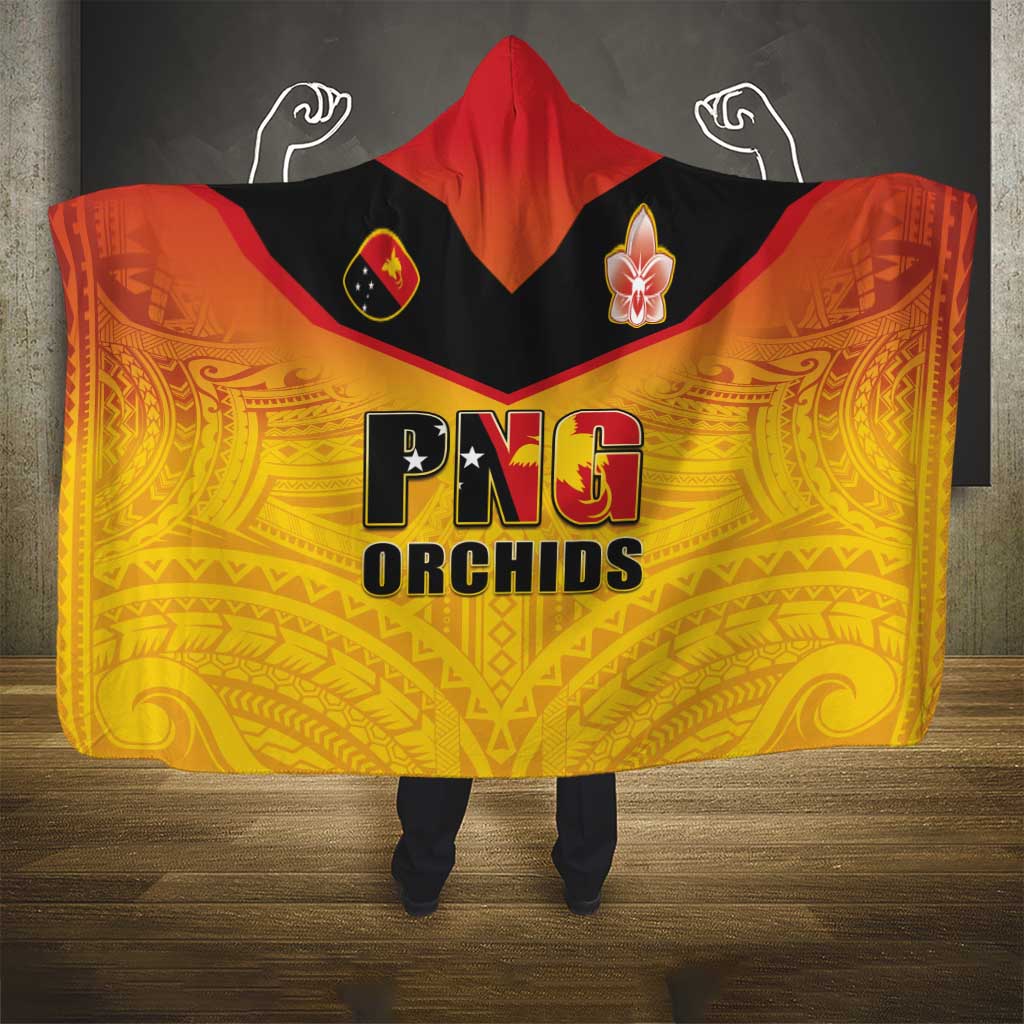 Papua New Guinea Rugby Hooded Blanket Go Orchids Pacific Champions LT05 - Polynesian Pride