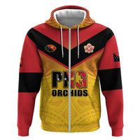 Papua New Guinea Rugby Custom Hoodie Go Orchids Pacific Champions LT05 Zip Hoodie Yellow - Polynesian Pride