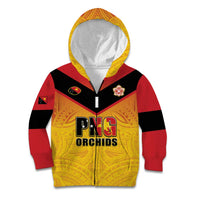 Papua New Guinea Rugby Custom Kid Hoodie Go Orchids Pacific Champions LT05 Zip Hoodie Yellow - Polynesian Pride