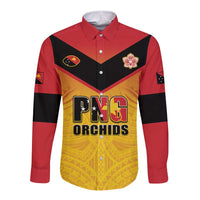 Papua New Guinea Rugby Custom Long Sleeve Button Shirt Go Orchids Pacific Champions LT05 Unisex Yellow - Polynesian Pride