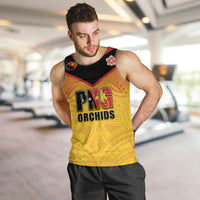 Papua New Guinea Rugby Custom Men Tank Top Go Orchids Pacific Champions LT05 Yellow - Polynesian Pride