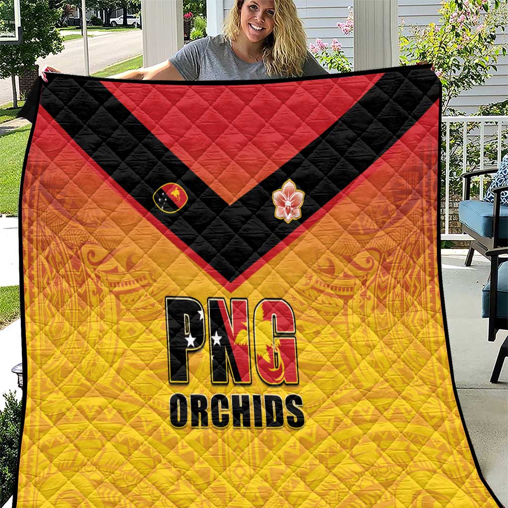 Papua New Guinea Rugby Quilt Go Orchids Pacific Champions LT05 Yellow - Polynesian Pride