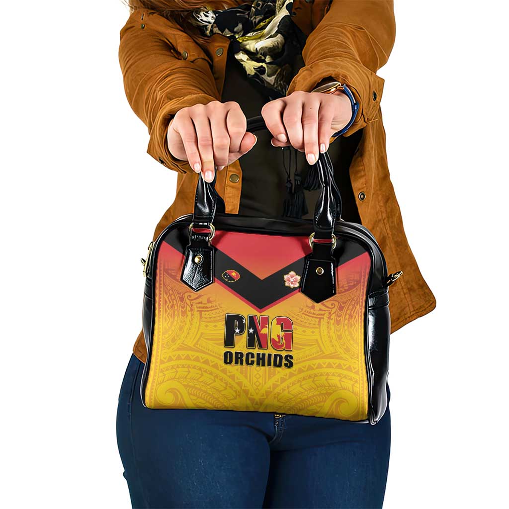 Papua New Guinea Rugby Shoulder Handbag Go Orchids Pacific Champions LT05 One Size Yellow - Polynesian Pride